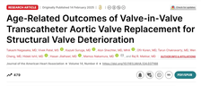 JAHA|瓣中瓣经导管主动脉瓣置换术治疗结构性瓣膜衰败的年龄相关结局
