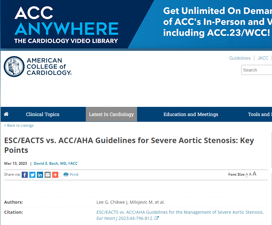 国际动态丨ESC/EACTS与ACC/AHA重度主动脉瓣狭窄指南要点分析-医谱